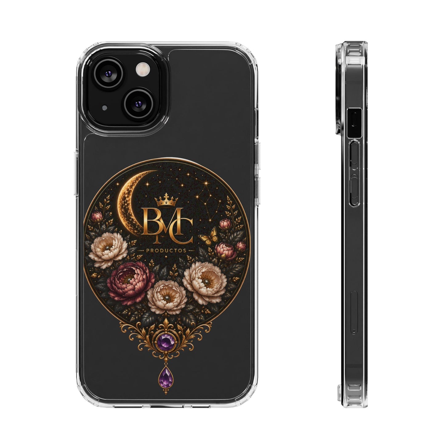 🌙 Moon & Bloom | Funda Magnética Transparente para iPhone