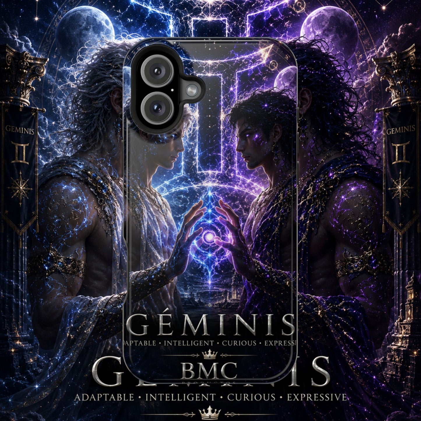 "Funda Magnética Reforzada♊ Géminis — Reflejo del alma dividida"