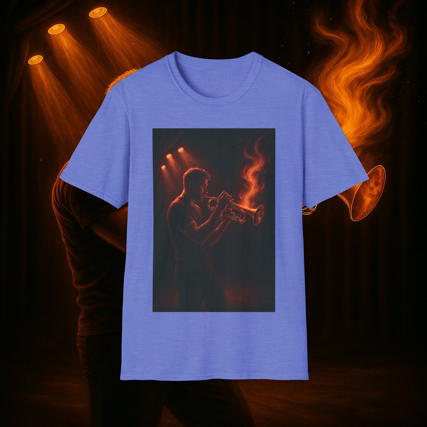 "Camiseta trompeta 🎺🔥Donde hay fuego, hay música.”