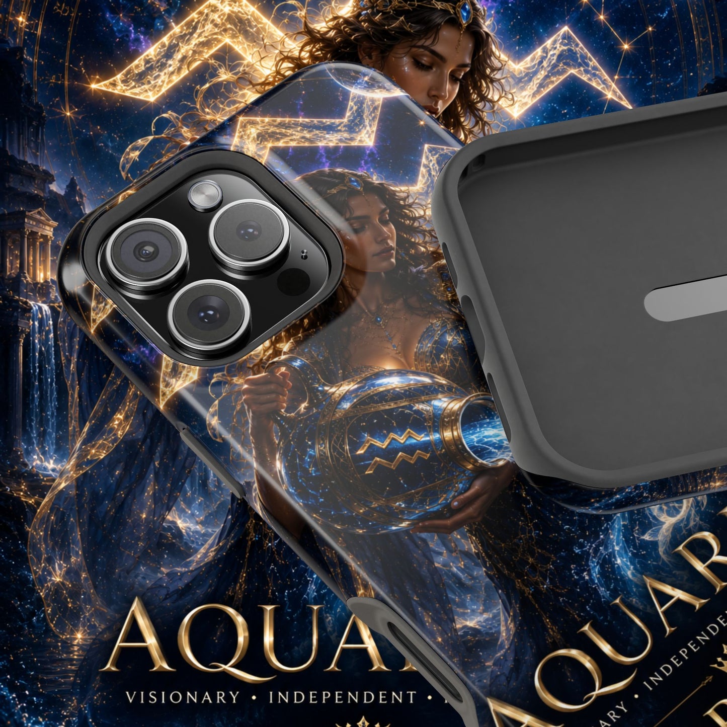 "Funda Magnética Reforzada♒ ACUARIO M– La Visionaria del Cielo y el Agua"