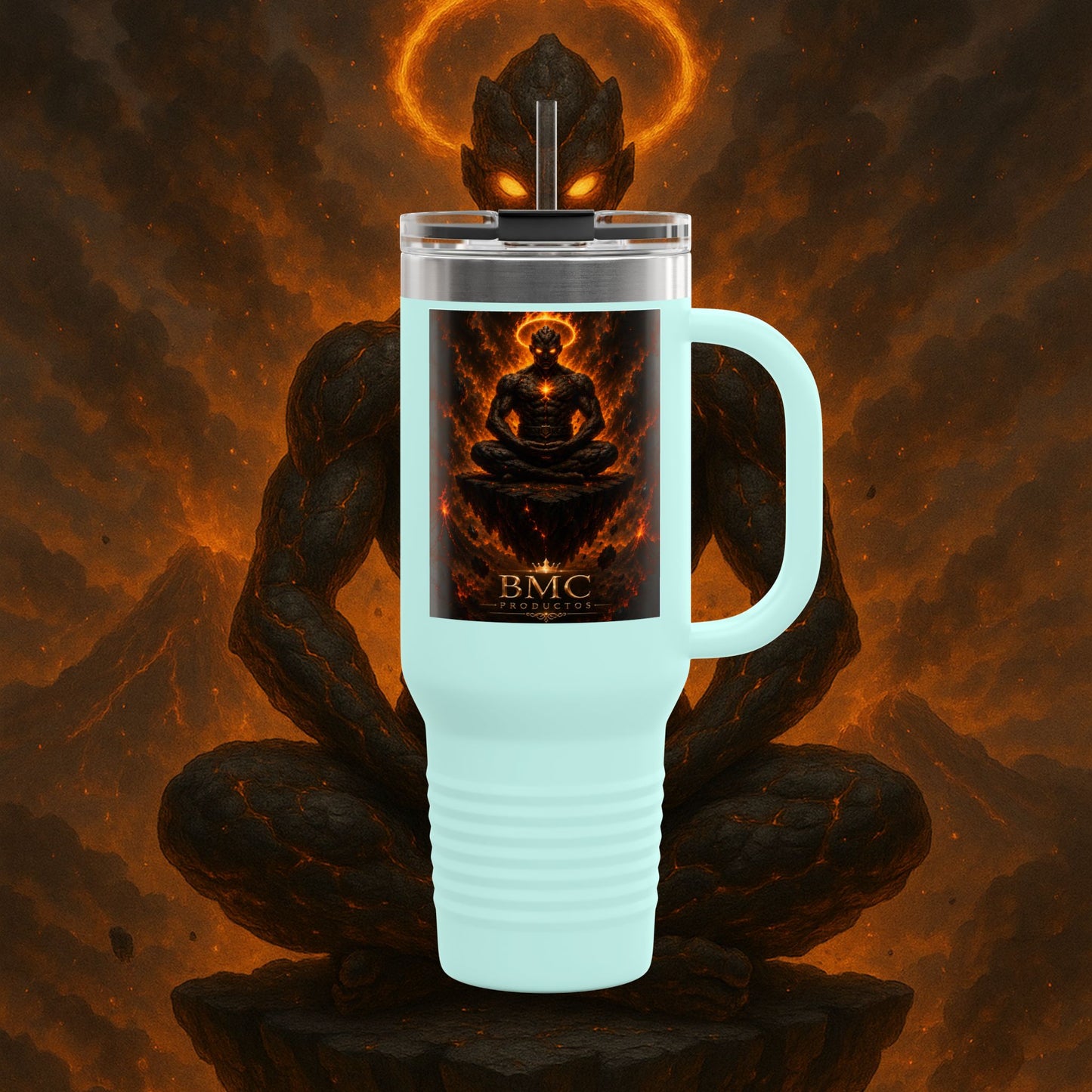 "Taza de viaje aislada Ignarh –🔥el Guardián del Silencio"