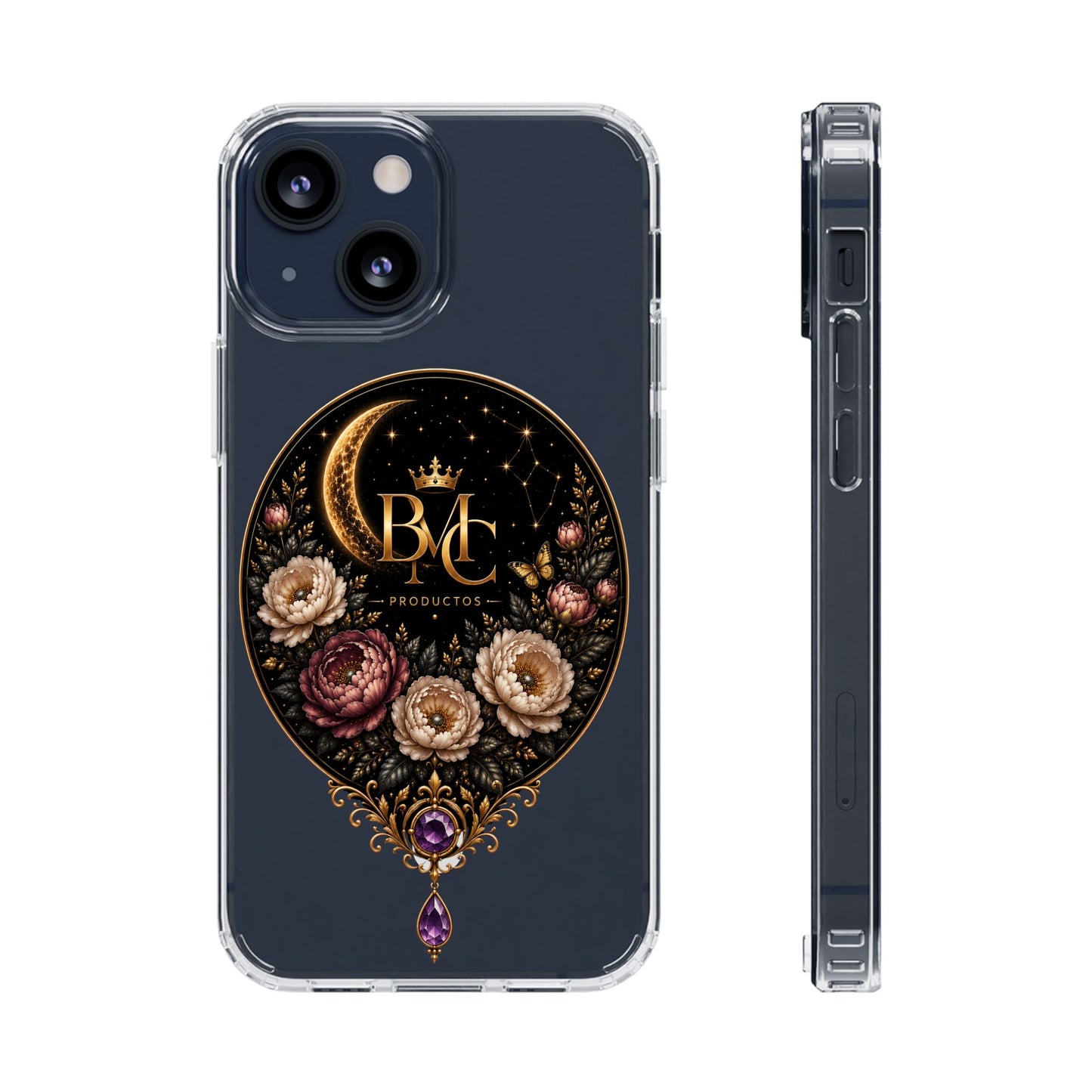 🌙 Moon & Bloom | Funda Magnética Transparente para iPhone
