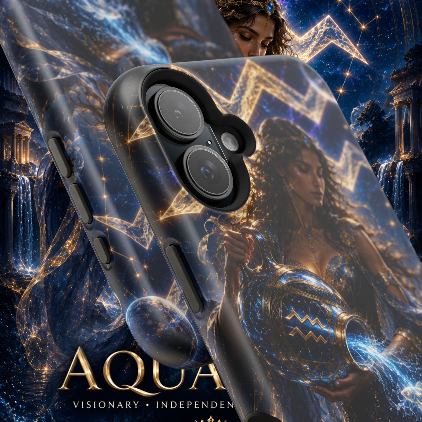 "Funda Magnética Reforzada♒ ACUARIO M– La Visionaria del Cielo y el Agua"