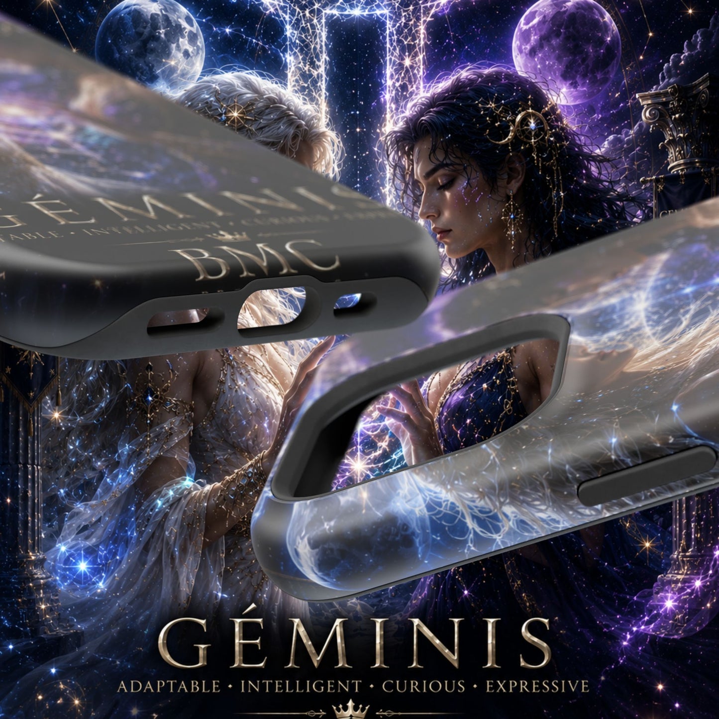 "Funda Magnética Reforzada♊ Géminis M— Reflejo del alma dividida"