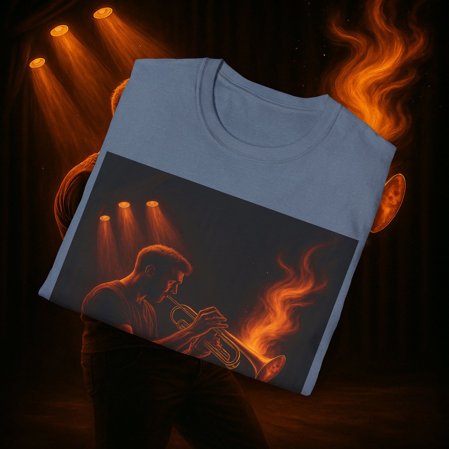 "Camiseta trompeta 🎺🔥Donde hay fuego, hay música.”