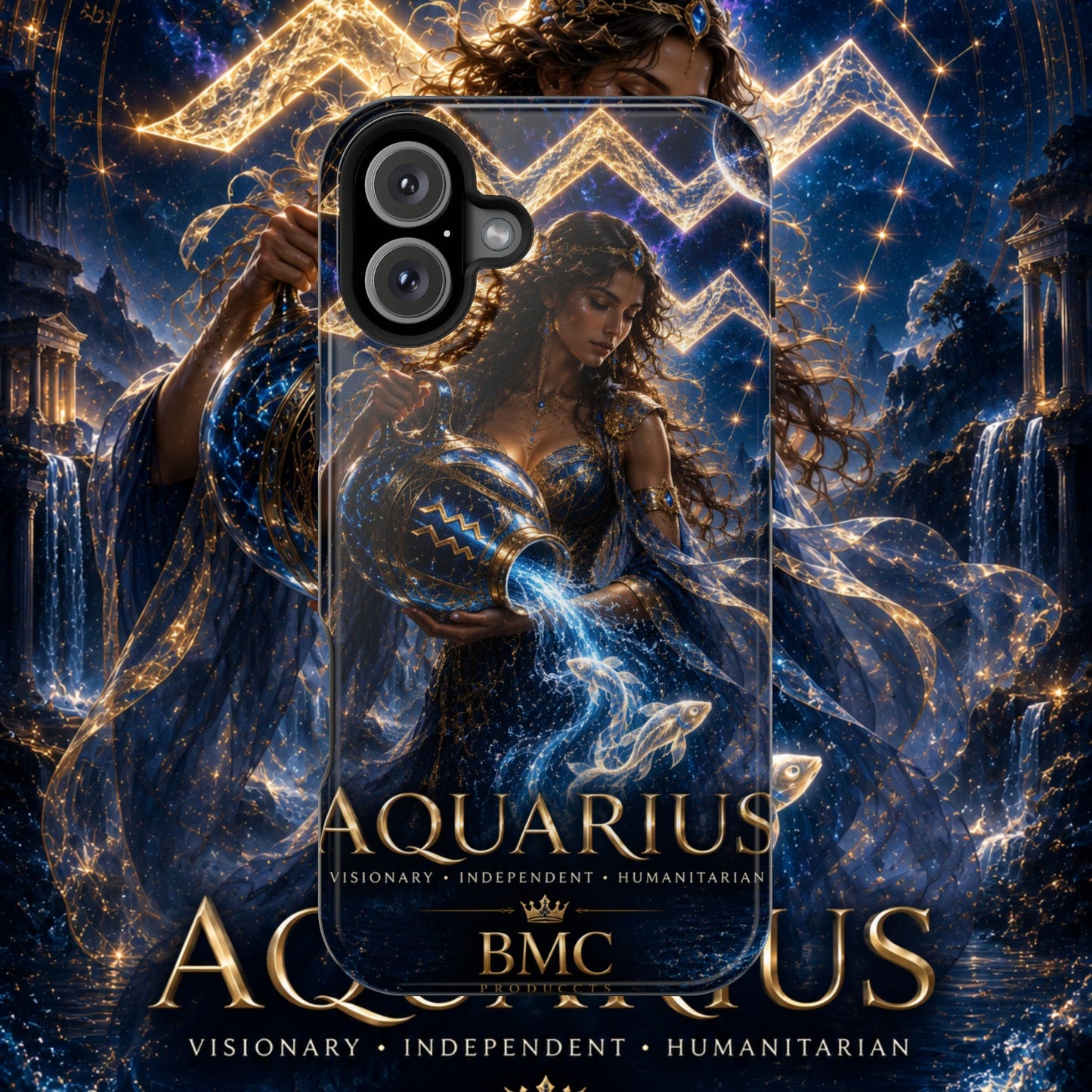 "Funda Magnética Reforzada♒ ACUARIO M– La Visionaria del Cielo y el Agua"