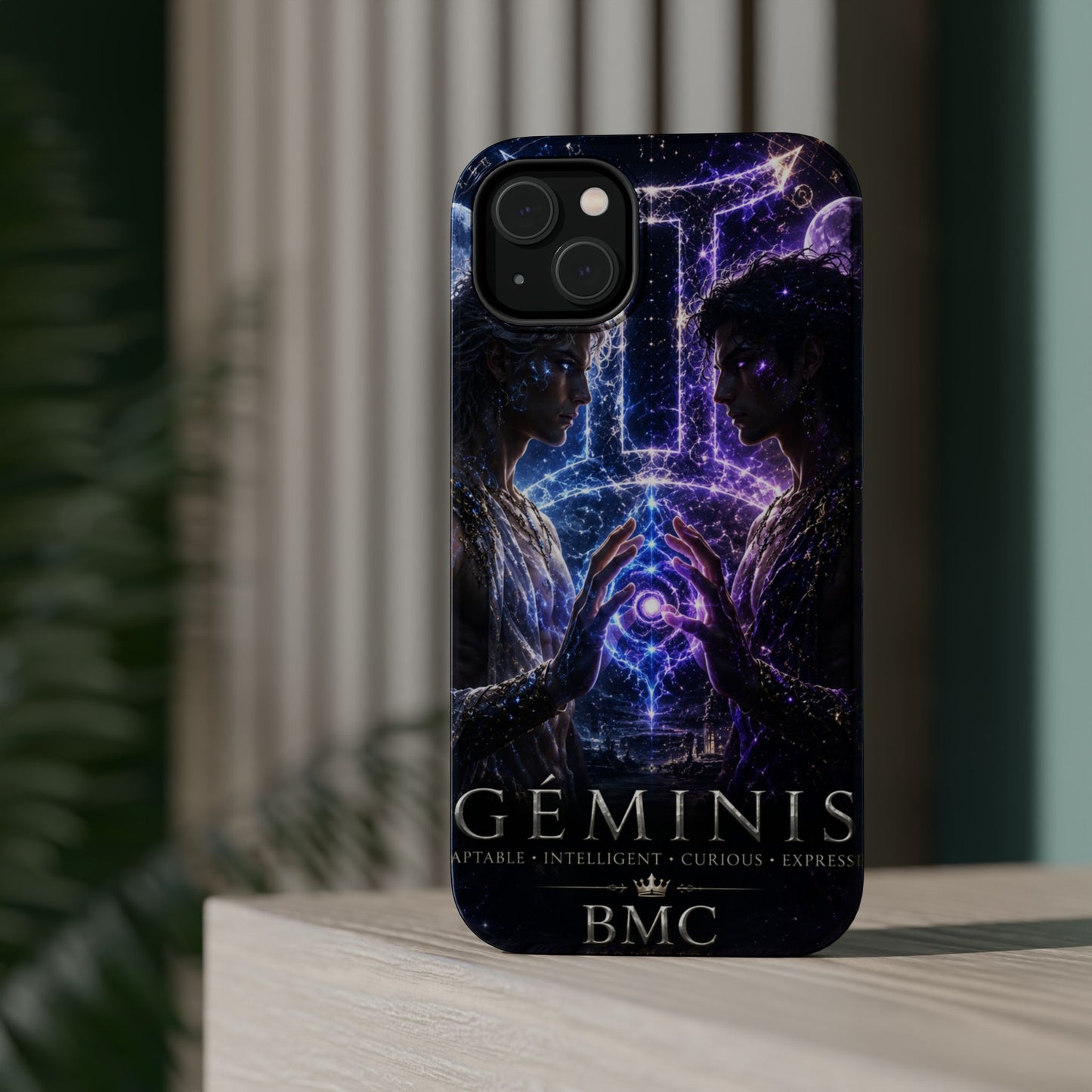 "Funda Magnética Reforzada♊ Géminis — Reflejo del alma dividida"