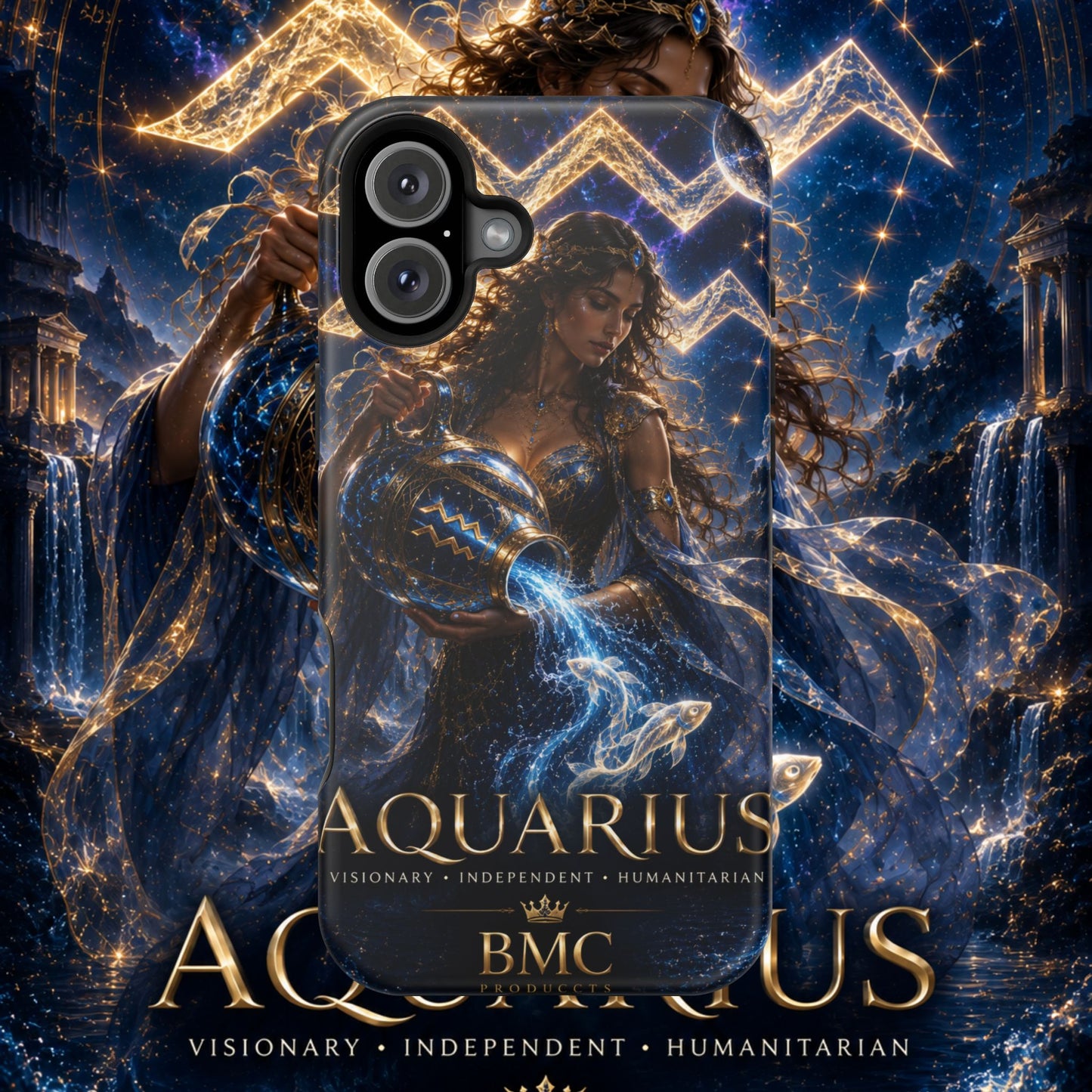 "Funda Magnética Reforzada♒ ACUARIO M– La Visionaria del Cielo y el Agua"