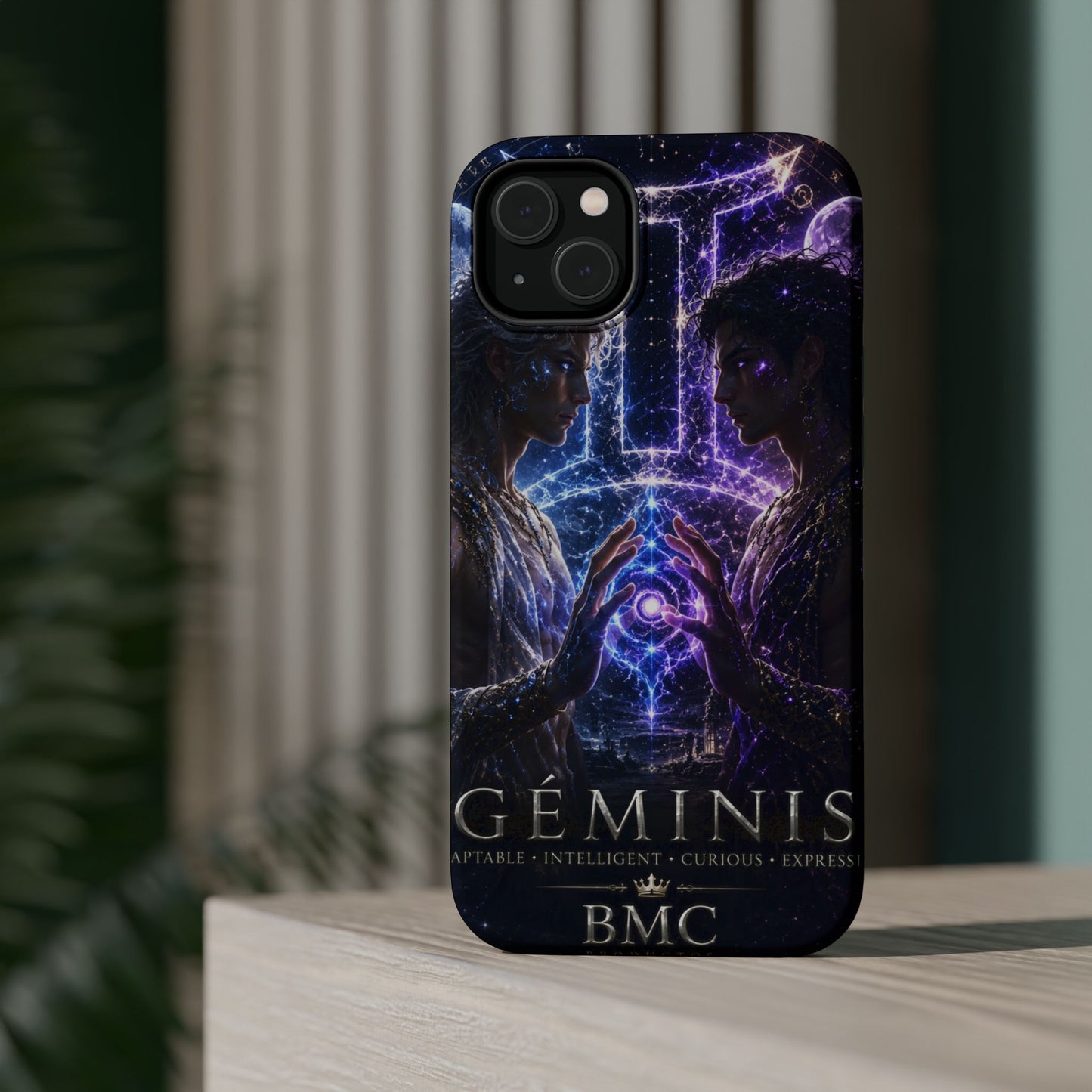 "Funda Magnética Reforzada♊ Géminis — Reflejo del alma dividida"