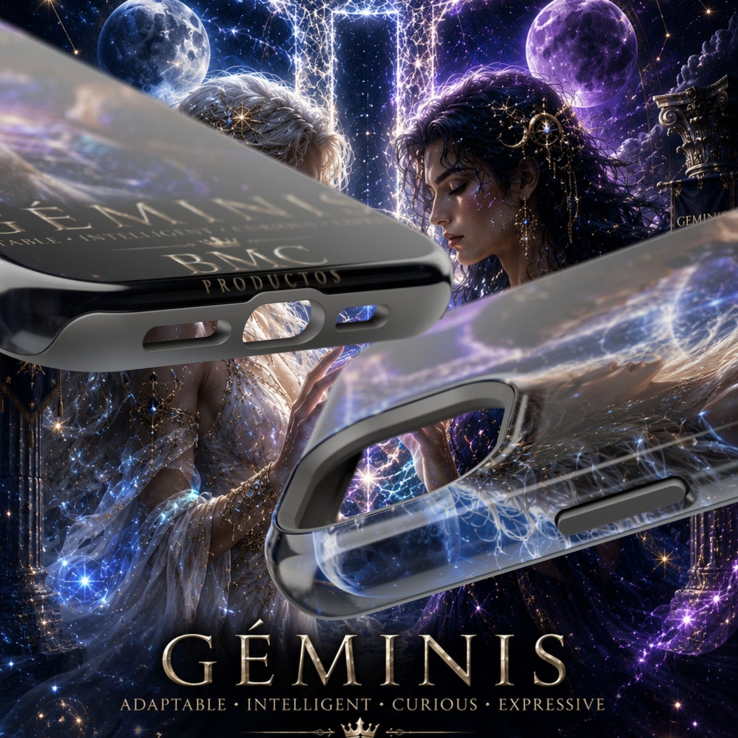"Funda Magnética Reforzada♊ Géminis M— Reflejo del alma dividida"