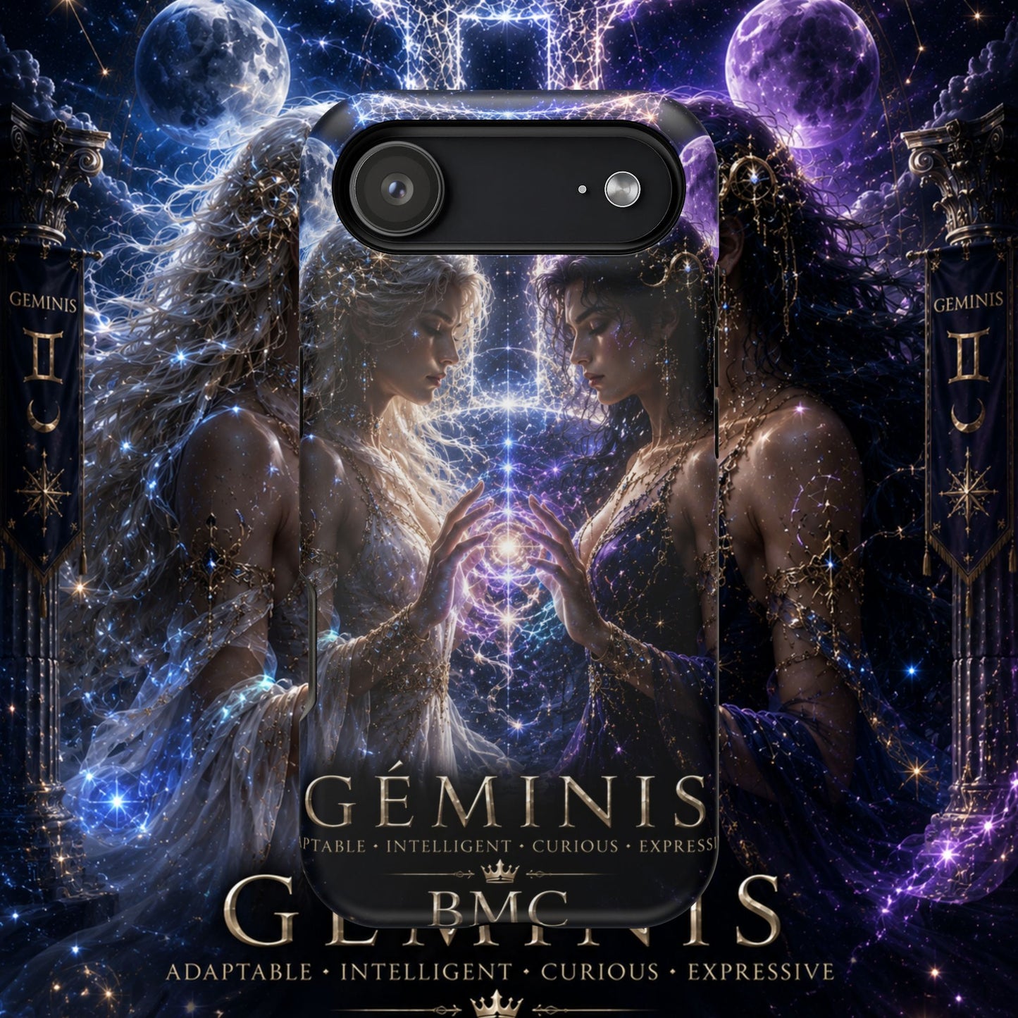 "Funda Magnética Reforzada♊ Géminis M— Reflejo del alma dividida"