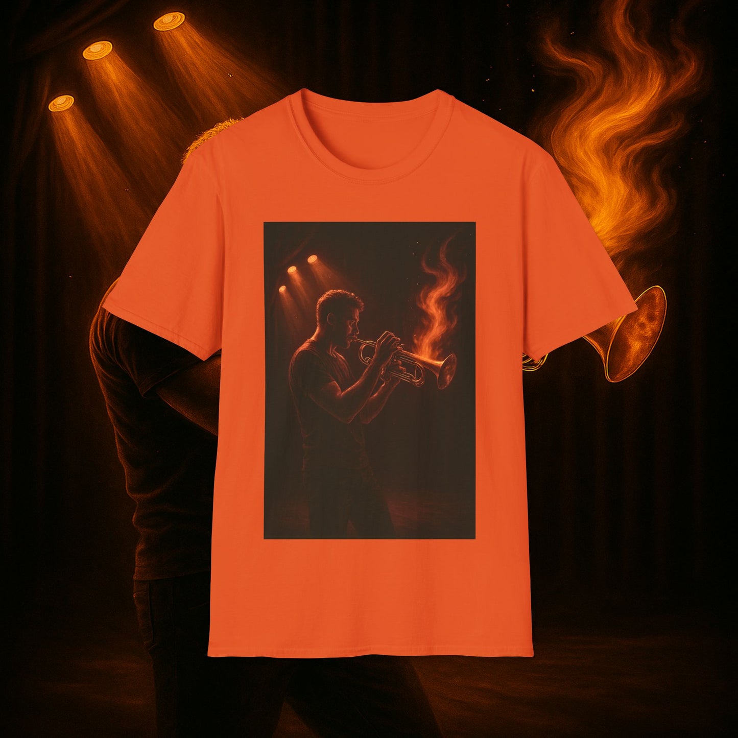 "Camiseta trompeta 🎺🔥Donde hay fuego, hay música.”