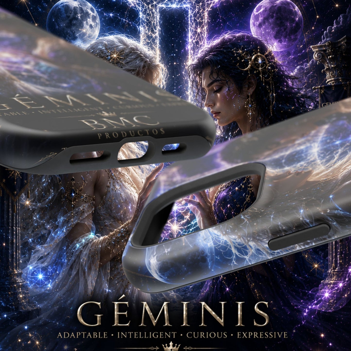 "Funda Magnética Reforzada♊ Géminis M— Reflejo del alma dividida"