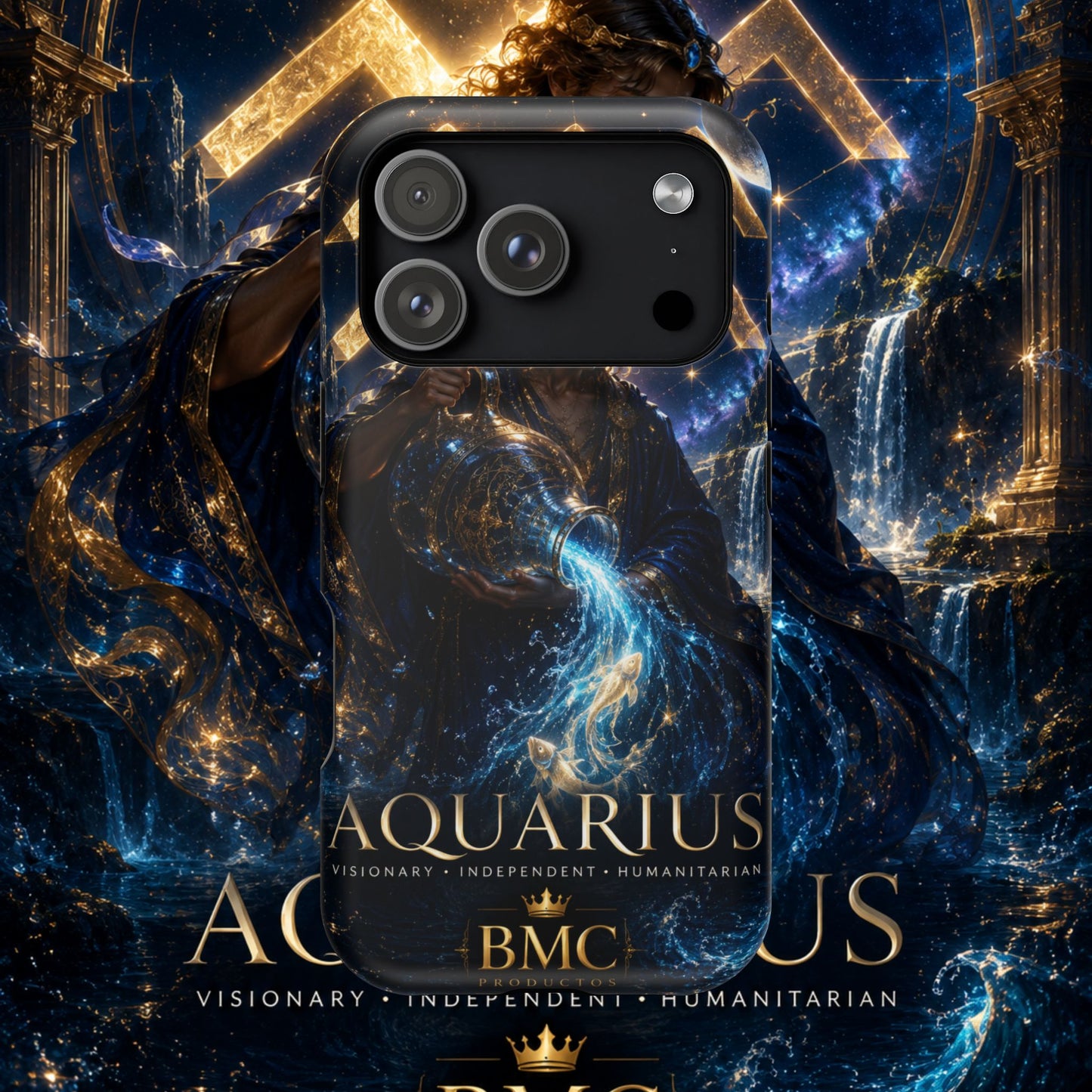 "Funda Magnética Reforzada♒ ACUARIO – El Visionario del Cielo y el Agua"