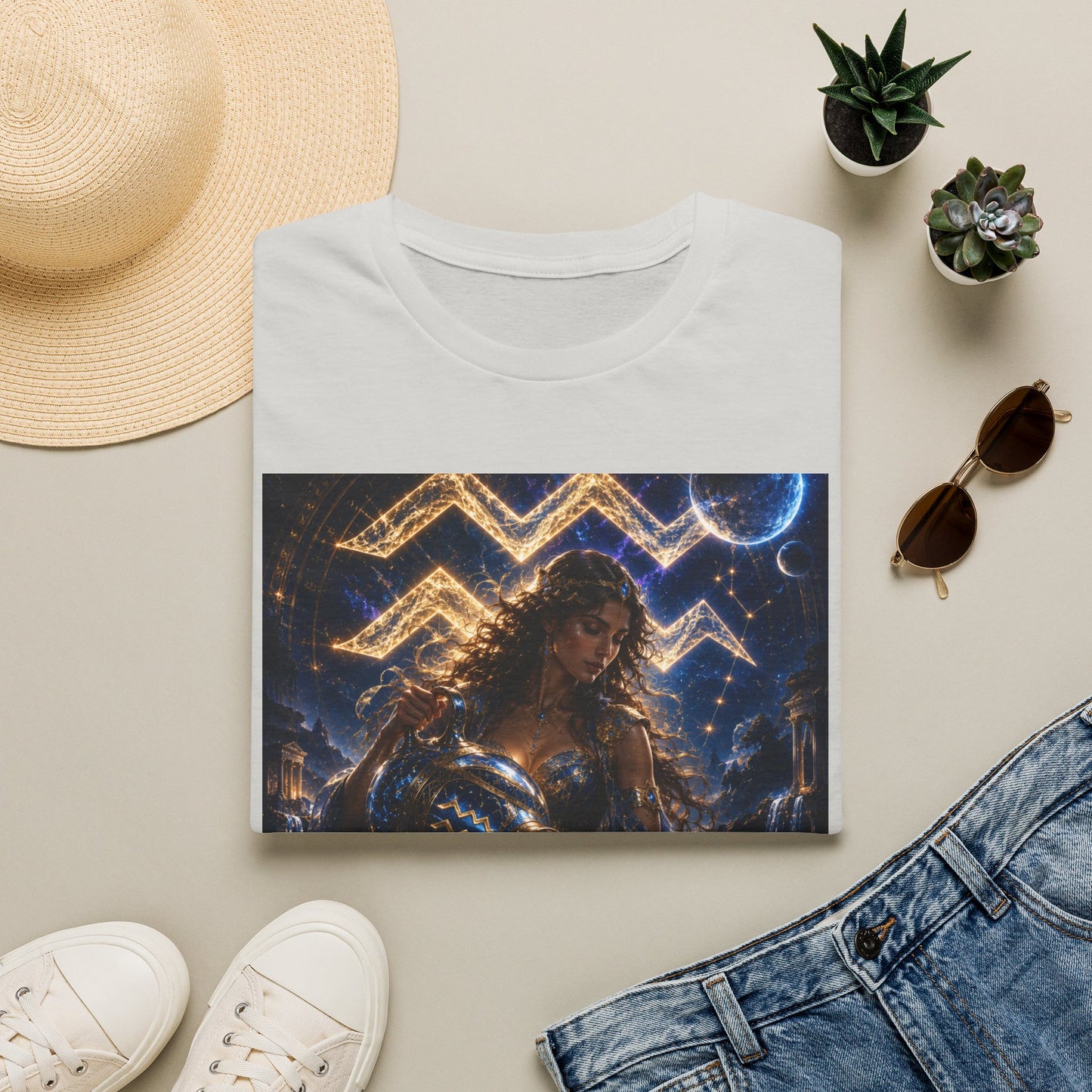"Camiseta ♒ ACUARIO M– La Visionaria del Cielo y el Agua"