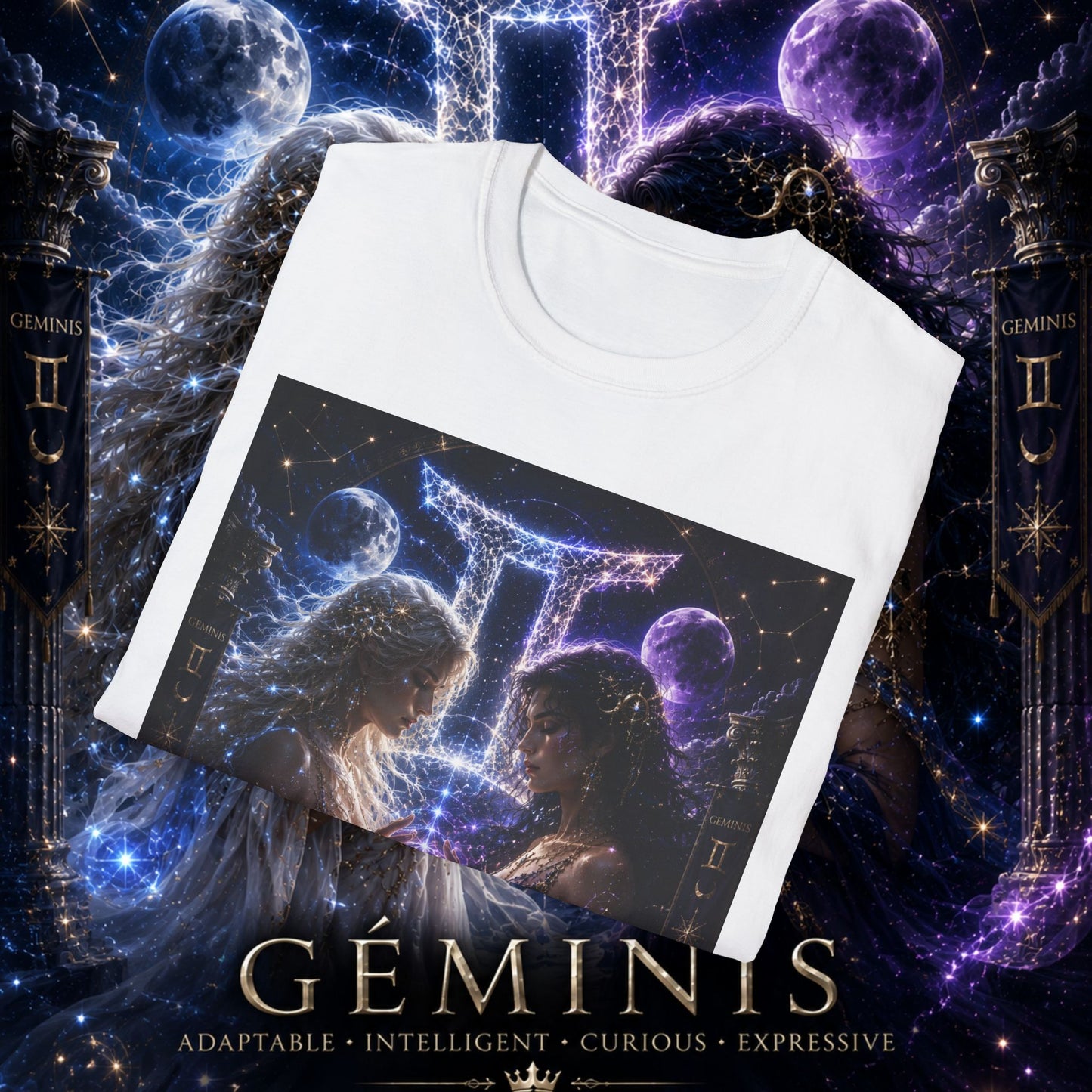 "Camiseta ♊ Géminis M — Reflejo del alma dividida"