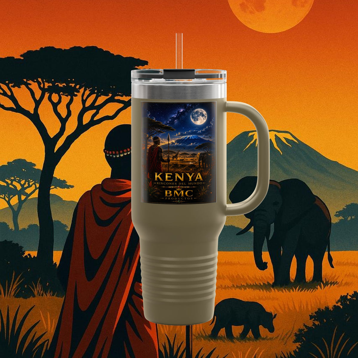 "taza de Viaje Aislada Kenia: Aventura Salvaje y Tierra de Horizontes Infinitos 🦁🌄🏕️"
