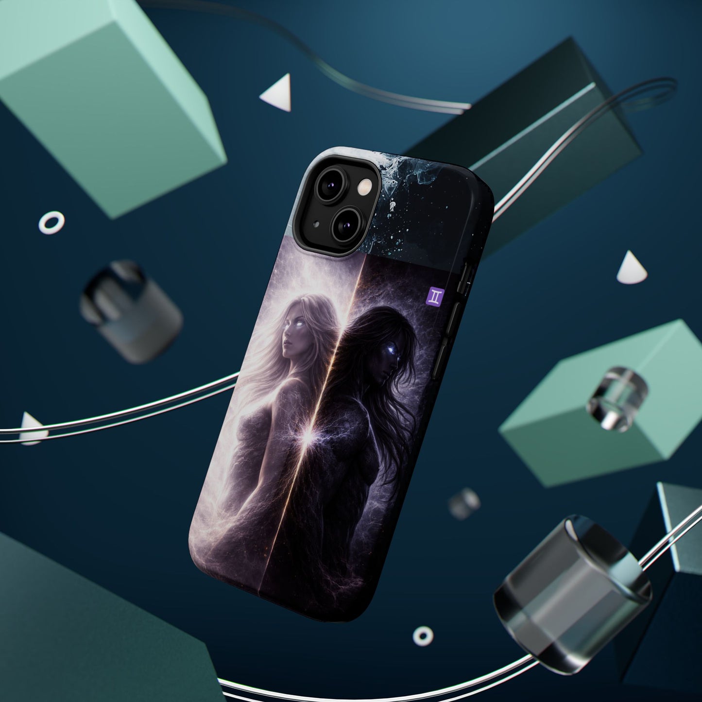 "Funda Magnética Reforzada♊ Géminis — Reflejo del alma dividida"