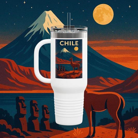 "Chile Insulated Travel Mug: Untamed Nature and Eternal Horizons 🏔️🍇🏜️"