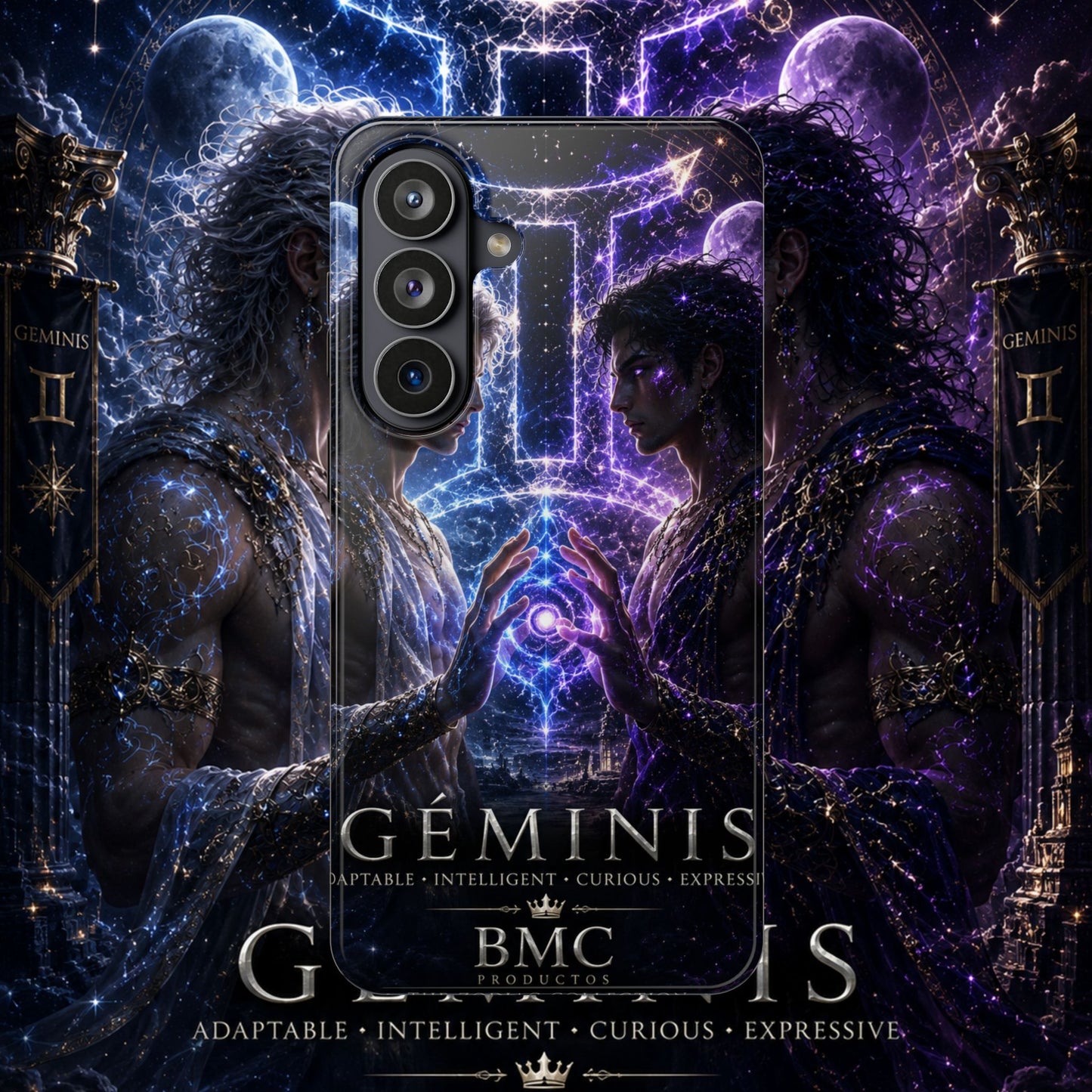 "Funda Magnética Reforzada♊ Géminis — Reflejo del alma dividida"