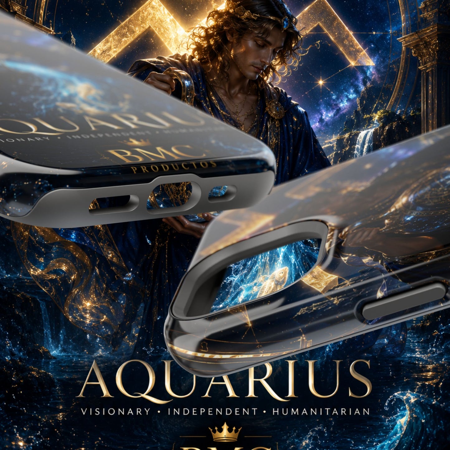 "Funda Magnética Reforzada♒ ACUARIO – El Visionario del Cielo y el Agua"