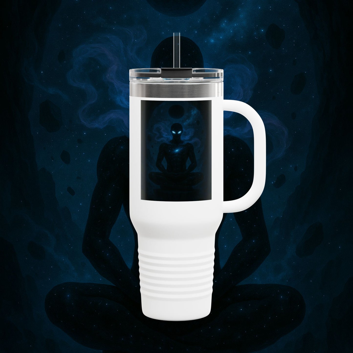 "Taza de viaje aislada 🌌 Nok Tael, el Destello del Vacío"