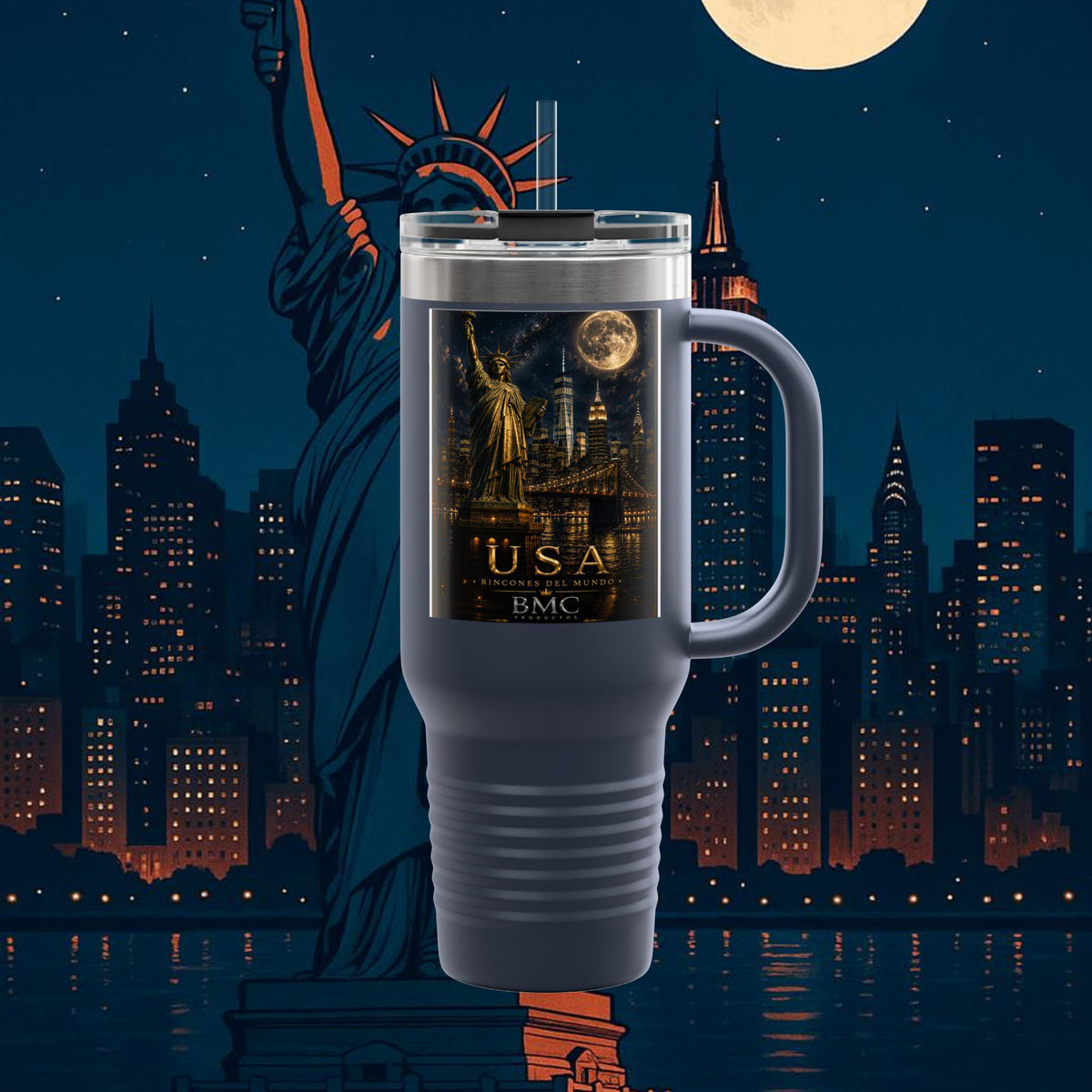 "taza de Viaje Aislada Estados Unidos: Sueños, Libertad y Grandes Horizontes 🗽🏜️🌆"
