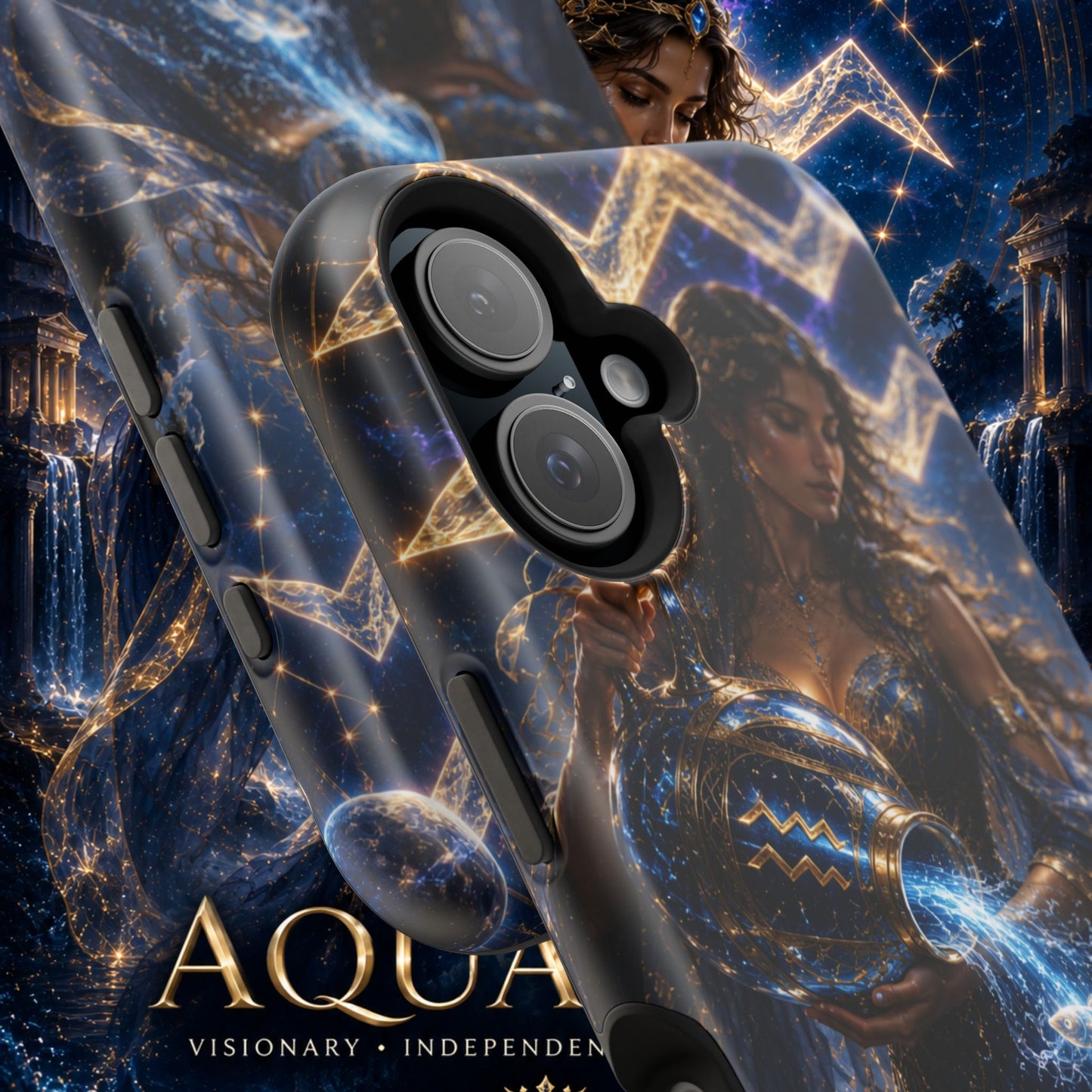 "Funda Magnética Reforzada♒ ACUARIO M– La Visionaria del Cielo y el Agua"