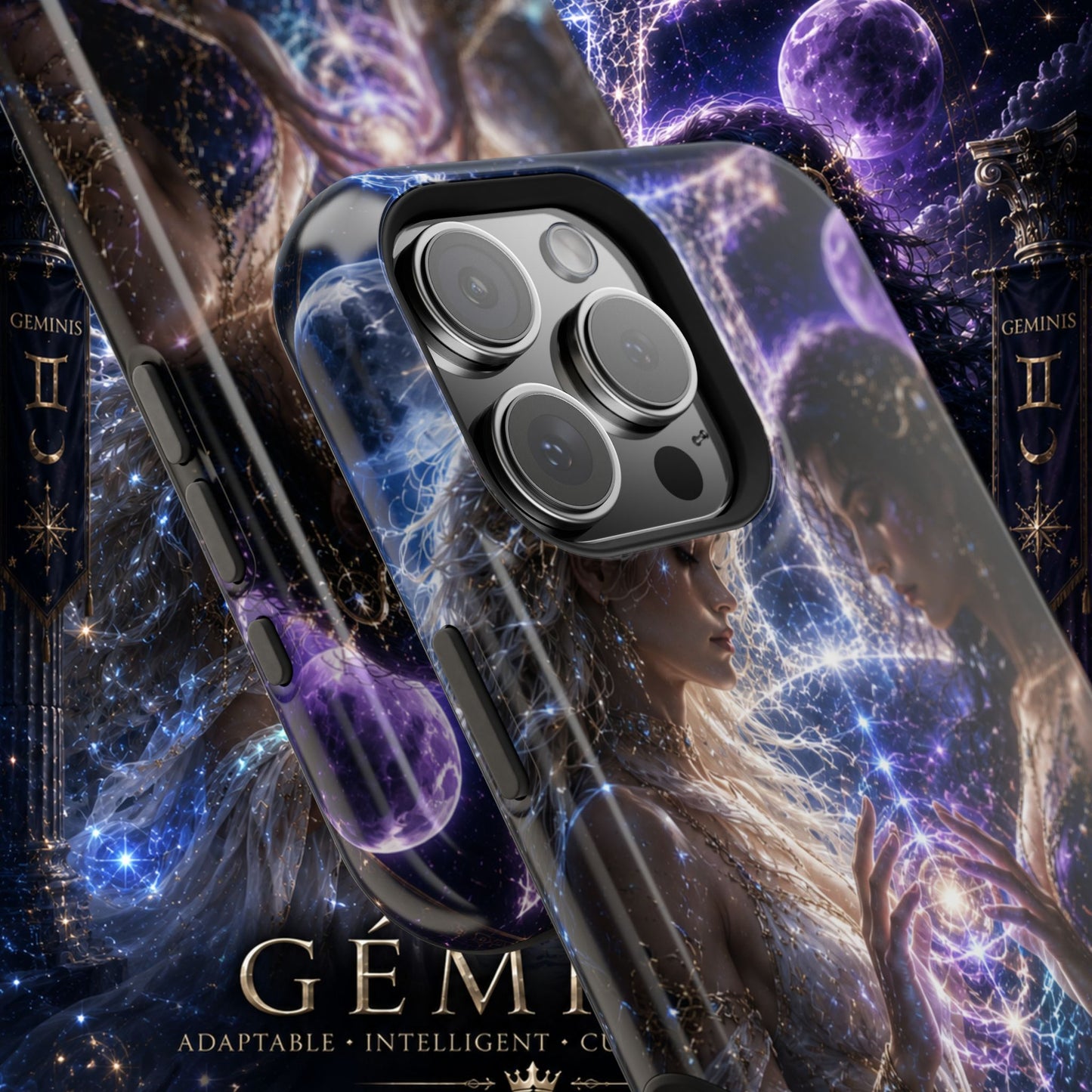 "Funda Magnética Reforzada♊ Géminis M— Reflejo del alma dividida"