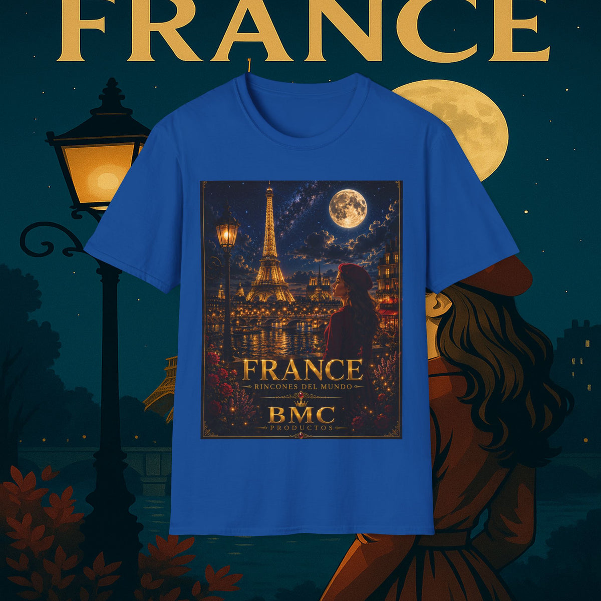 "Camiseta Francia: Romance bajo la Luna 🌙🗼✨"