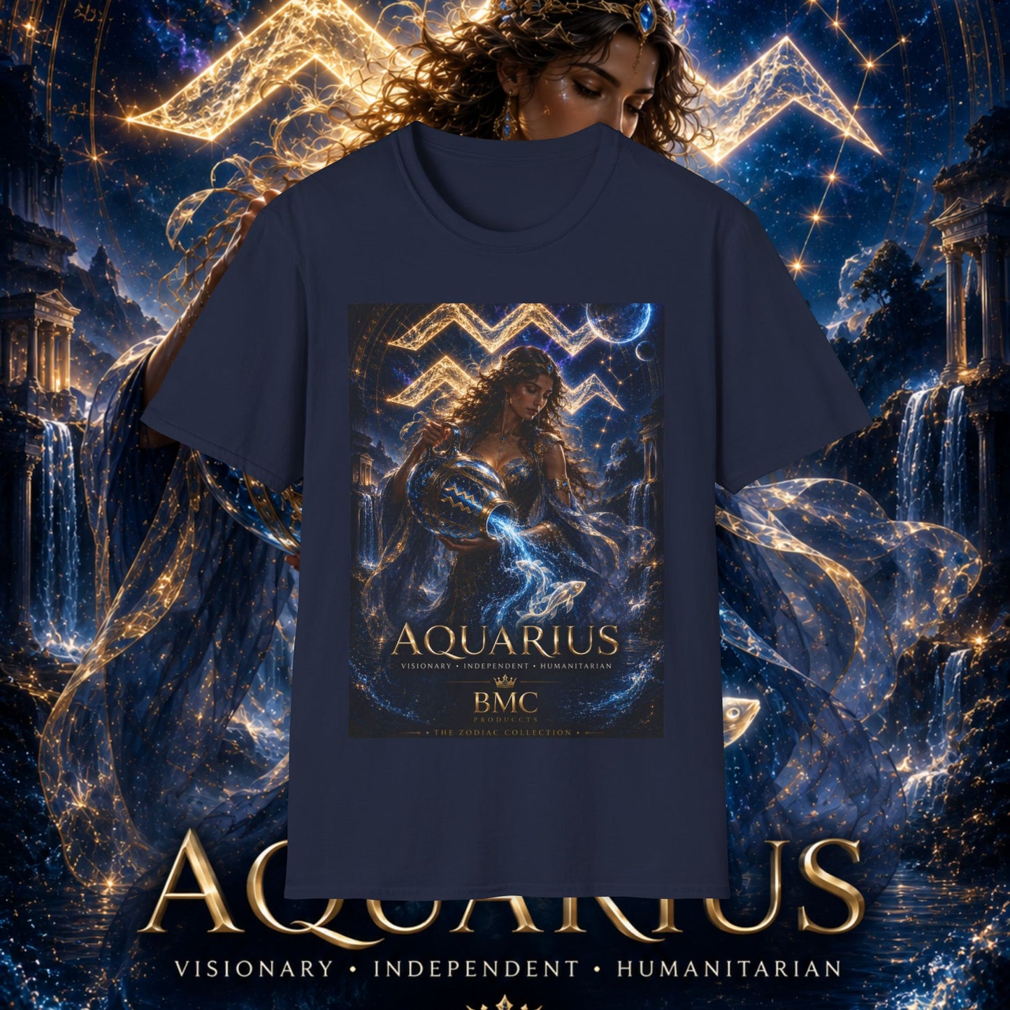 "Camiseta ♒ ACUARIO M– La Visionaria del Cielo y el Agua"