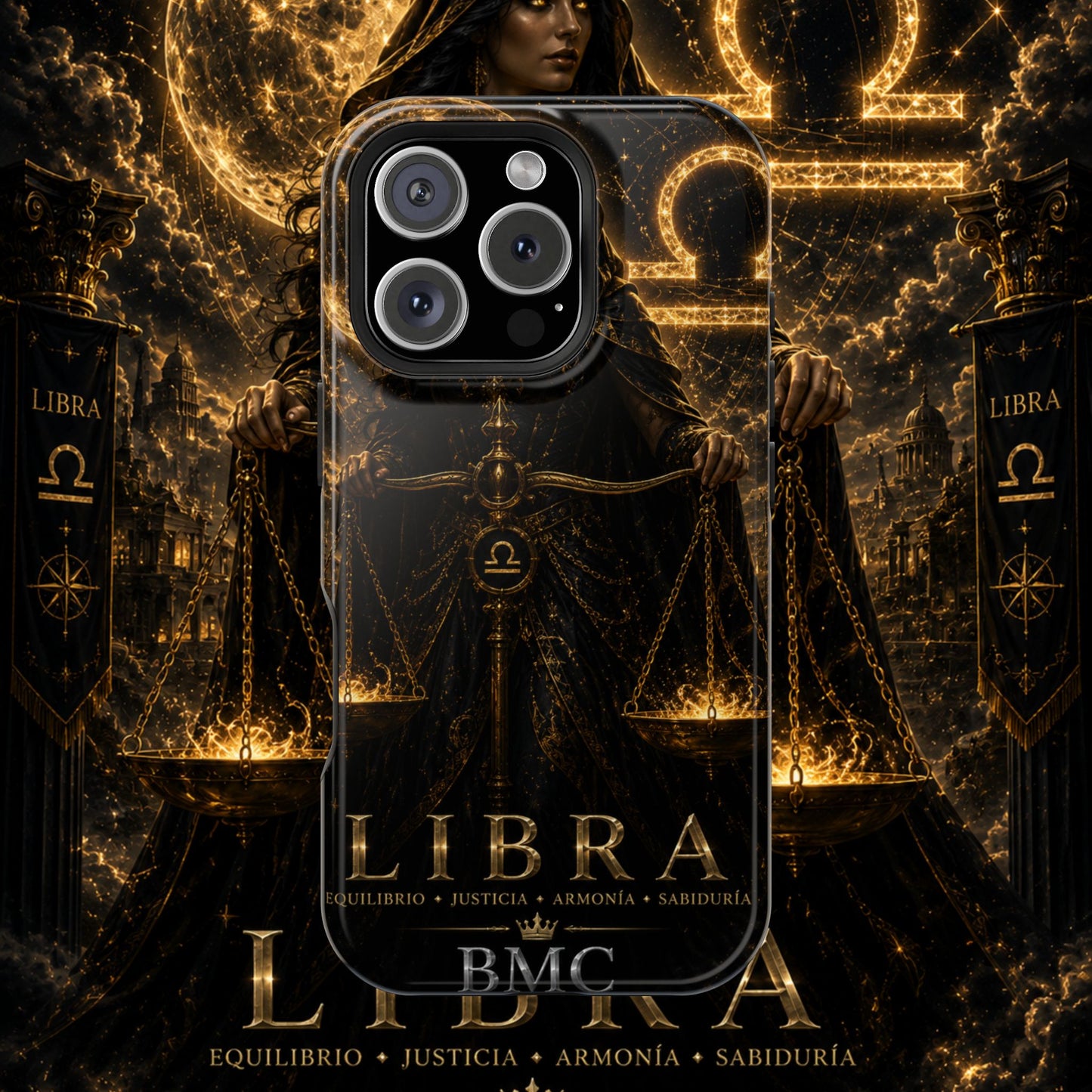 "Funda Magnética Reforzada libra– La Guardiana del Equilibrio"