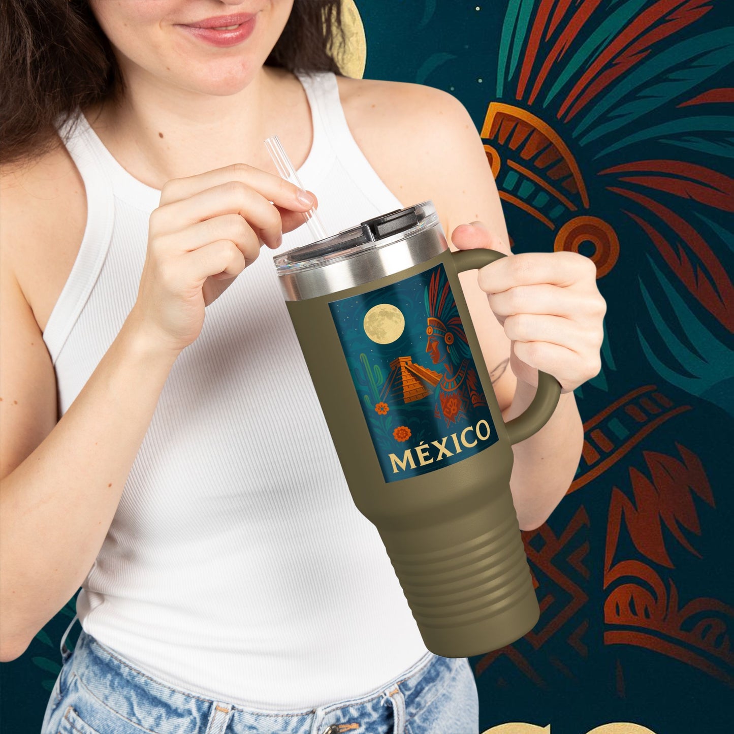 "taza de Viaje Aislada México: Tierra de Colores, Cultura y Corazón 🌵🎉🪅"