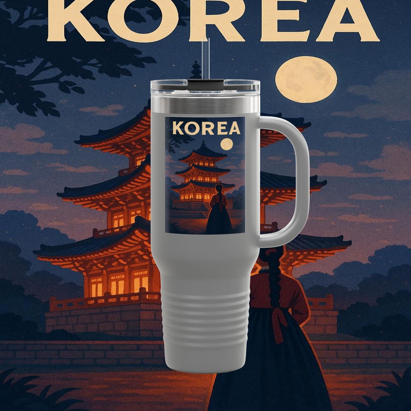 "Korean Insulated Travel Mug 🌸 – Ancient tradition and vibrant modernity"