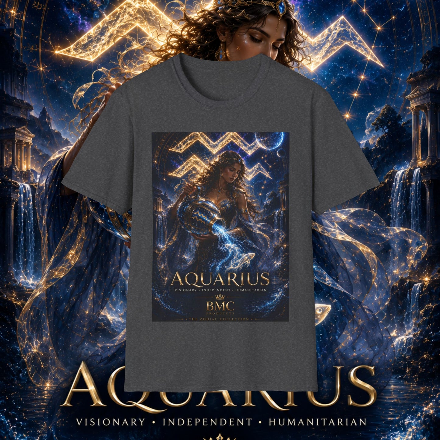 "Camiseta ♒ ACUARIO M– La Visionaria del Cielo y el Agua"