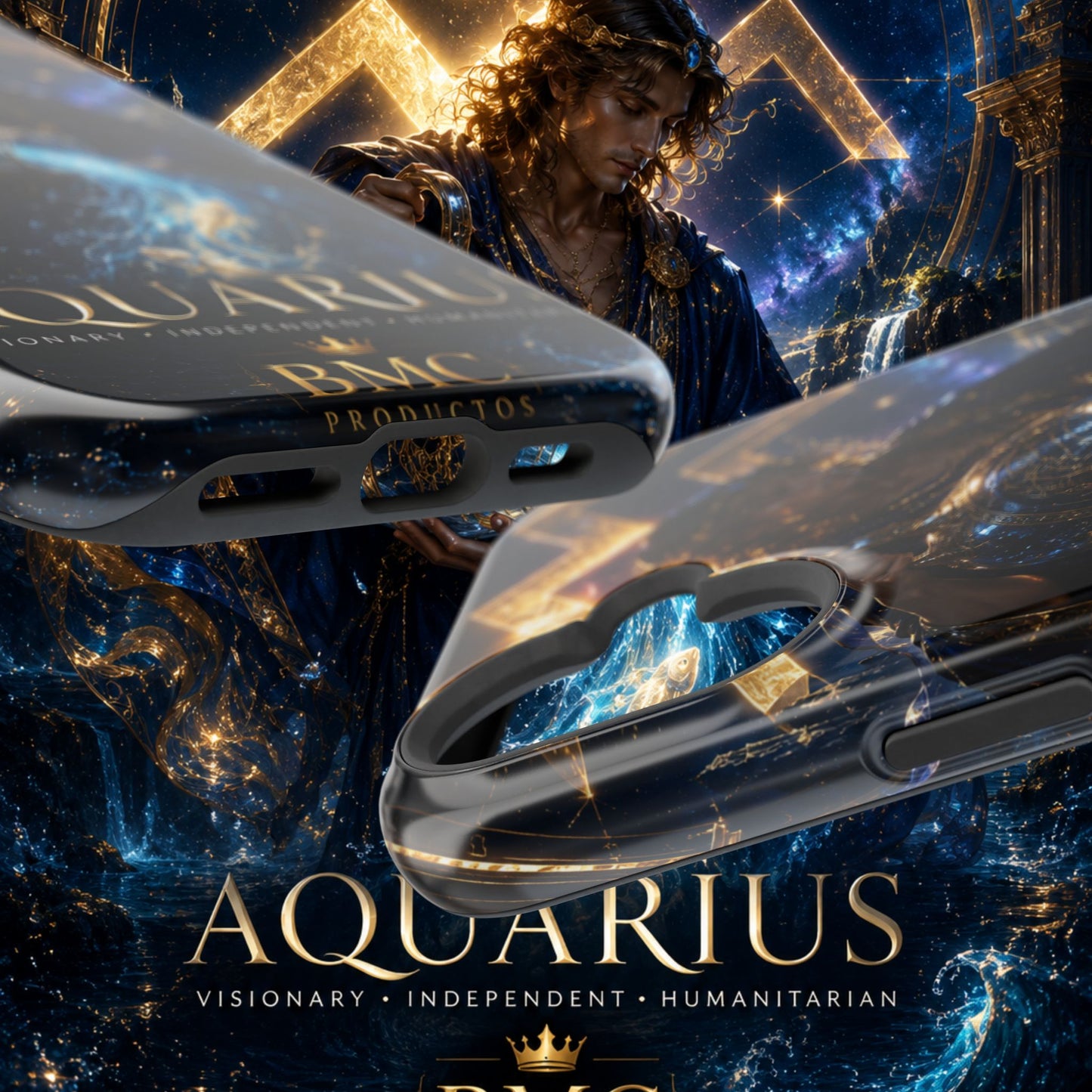 "Funda Magnética Reforzada♒ ACUARIO – El Visionario del Cielo y el Agua"