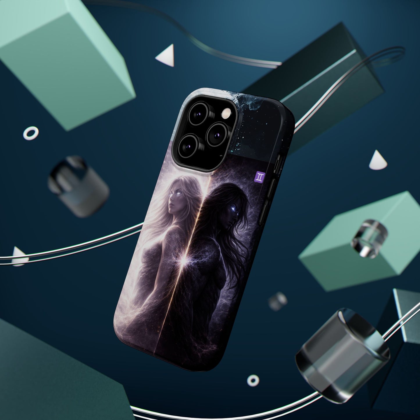 "Funda Magnética Reforzada♊ Géminis — Reflejo del alma dividida"