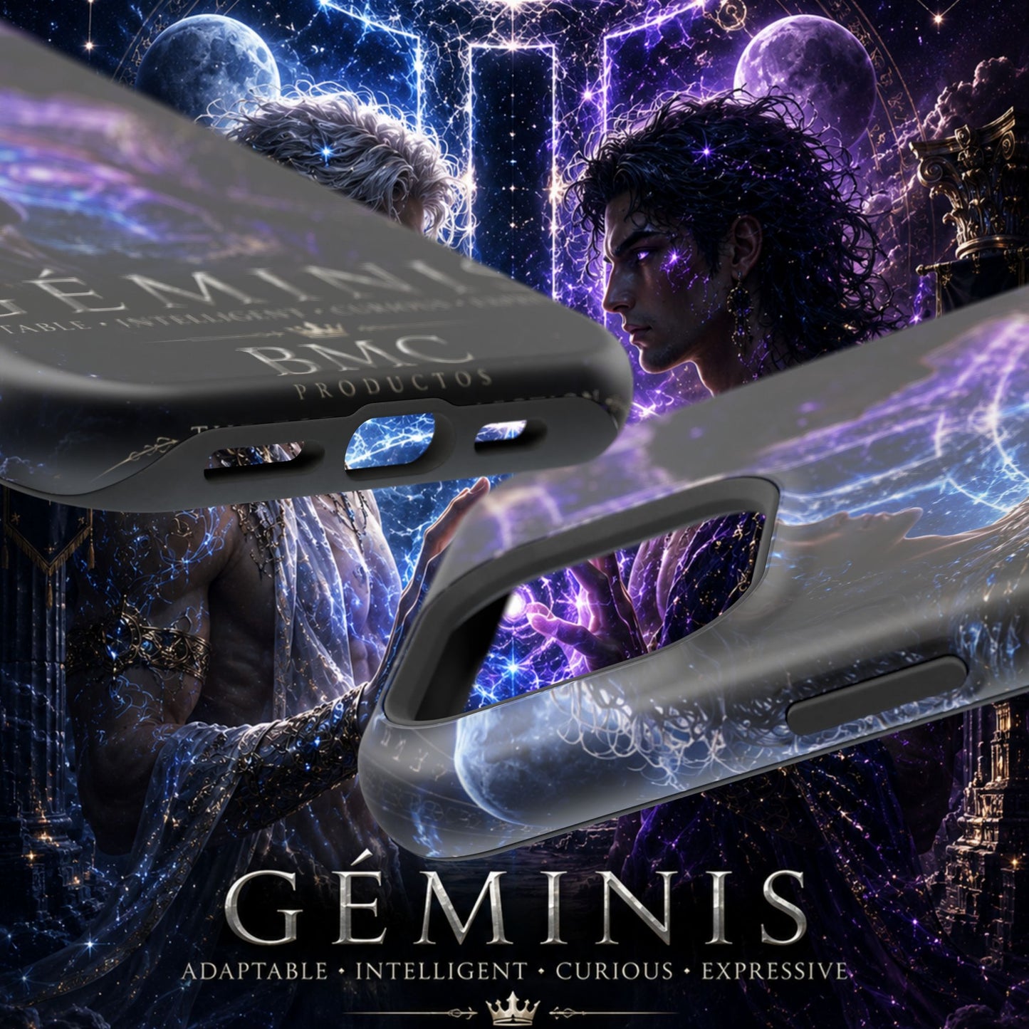 "Funda Magnética Reforzada♊ Géminis — Reflejo del alma dividida"