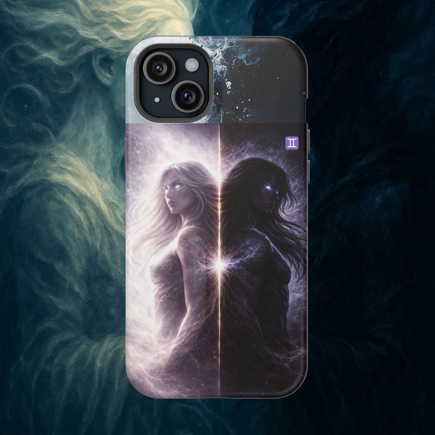 "Funda Magnética Reforzada♊ Géminis — Reflejo del alma dividida"