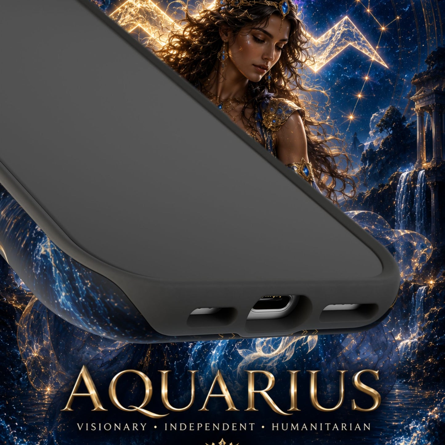 "Funda Magnética Reforzada♒ ACUARIO M– La Visionaria del Cielo y el Agua"