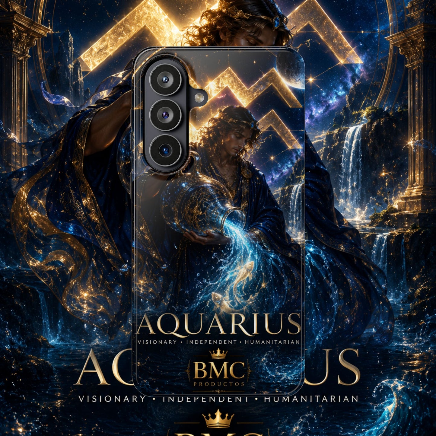 "Funda Magnética Reforzada♒ ACUARIO – El Visionario del Cielo y el Agua"