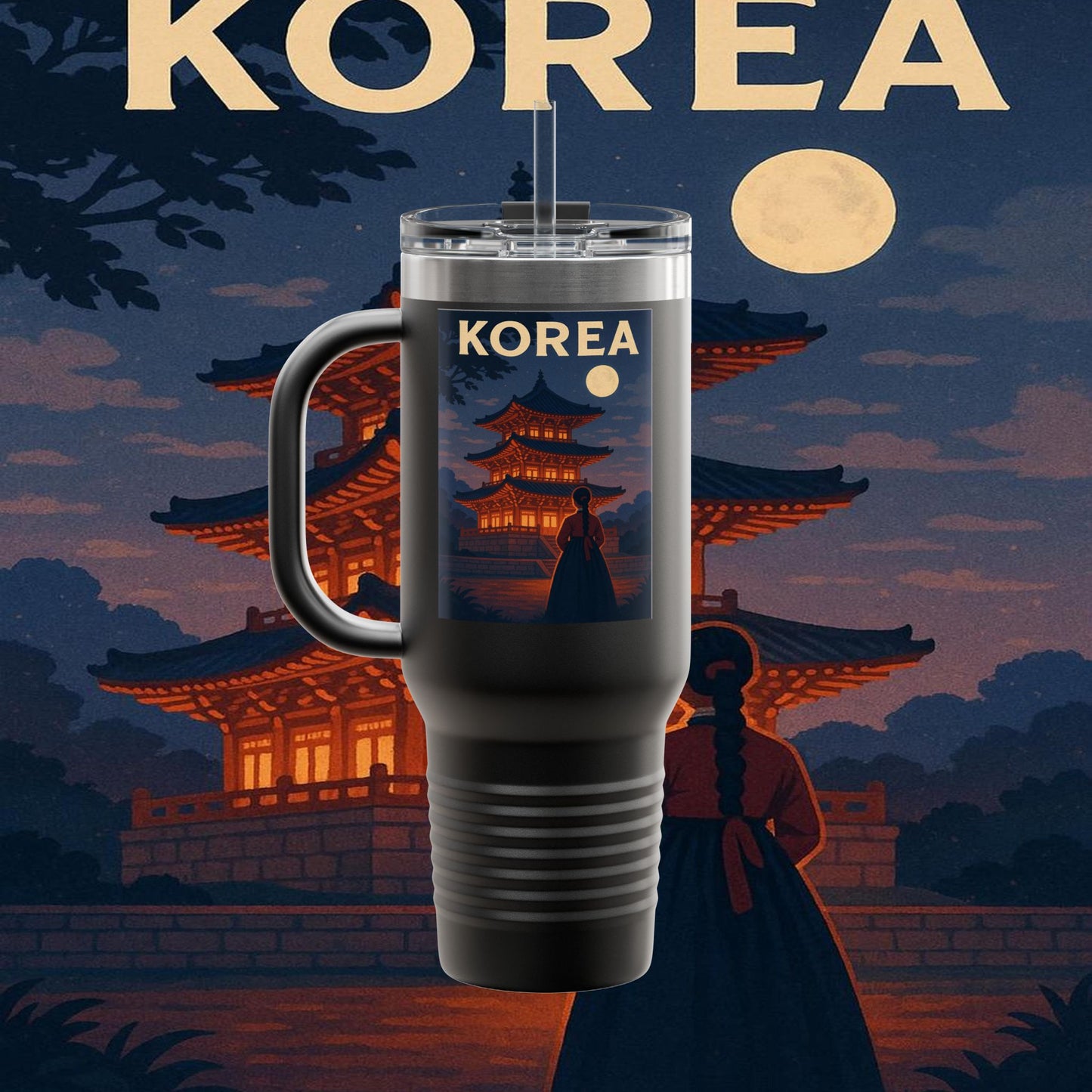 "Korean Insulated Travel Mug 🌸 – Ancient tradition and vibrant modernity"