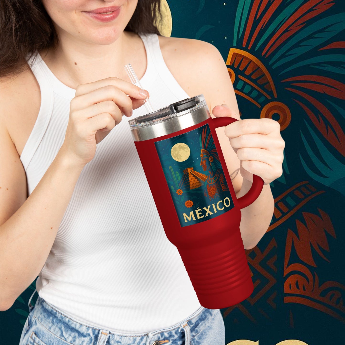 "taza de Viaje Aislada México: Tierra de Colores, Cultura y Corazón 🌵🎉🪅"