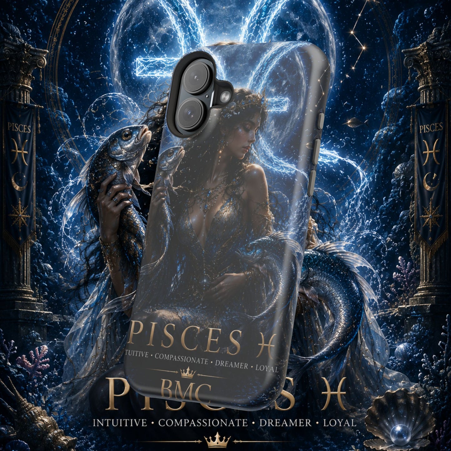 "Funda Magnética Reforzada Piscis M— La Guardiana de las Profundidades"