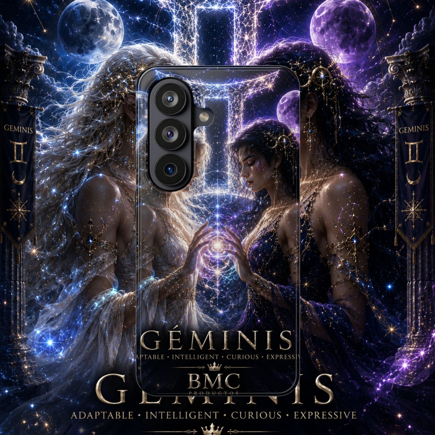 "Funda Magnética Reforzada♊ Géminis M— Reflejo del alma dividida"