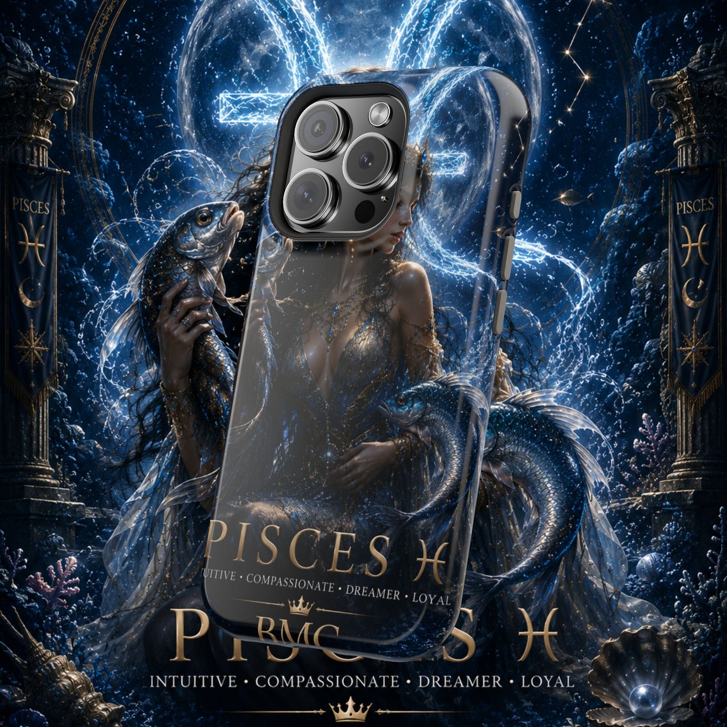 "Funda Magnética Reforzada Piscis M— La Guardiana de las Profundidades"