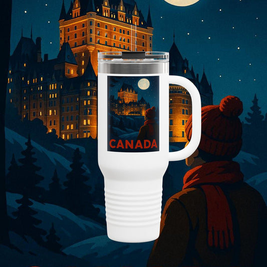 "Canada Insulated Travel Mug: Majestic Nature and Free Spirit 🍁🏞️🦌"