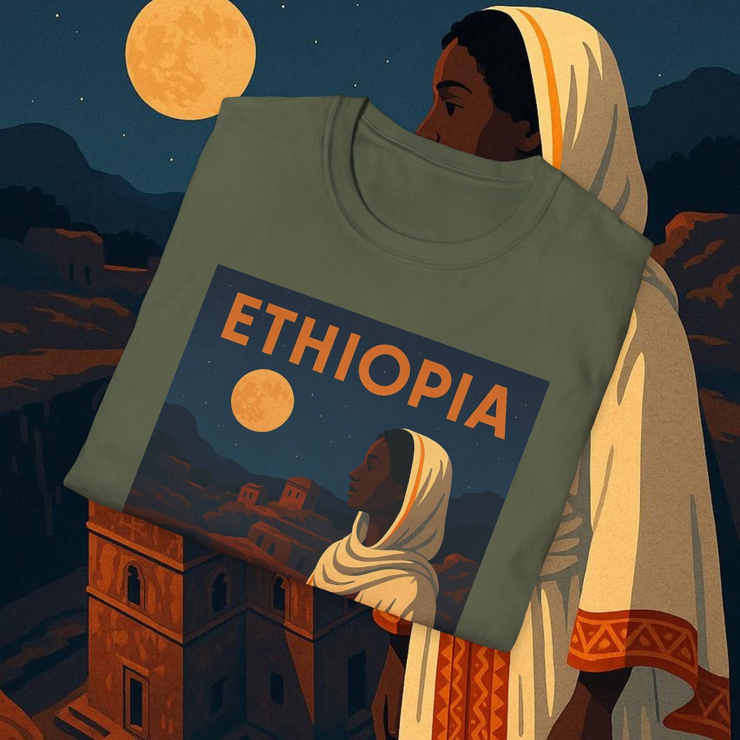 "Camiseta Etiopía Tierra sagrada y alma ancestral"