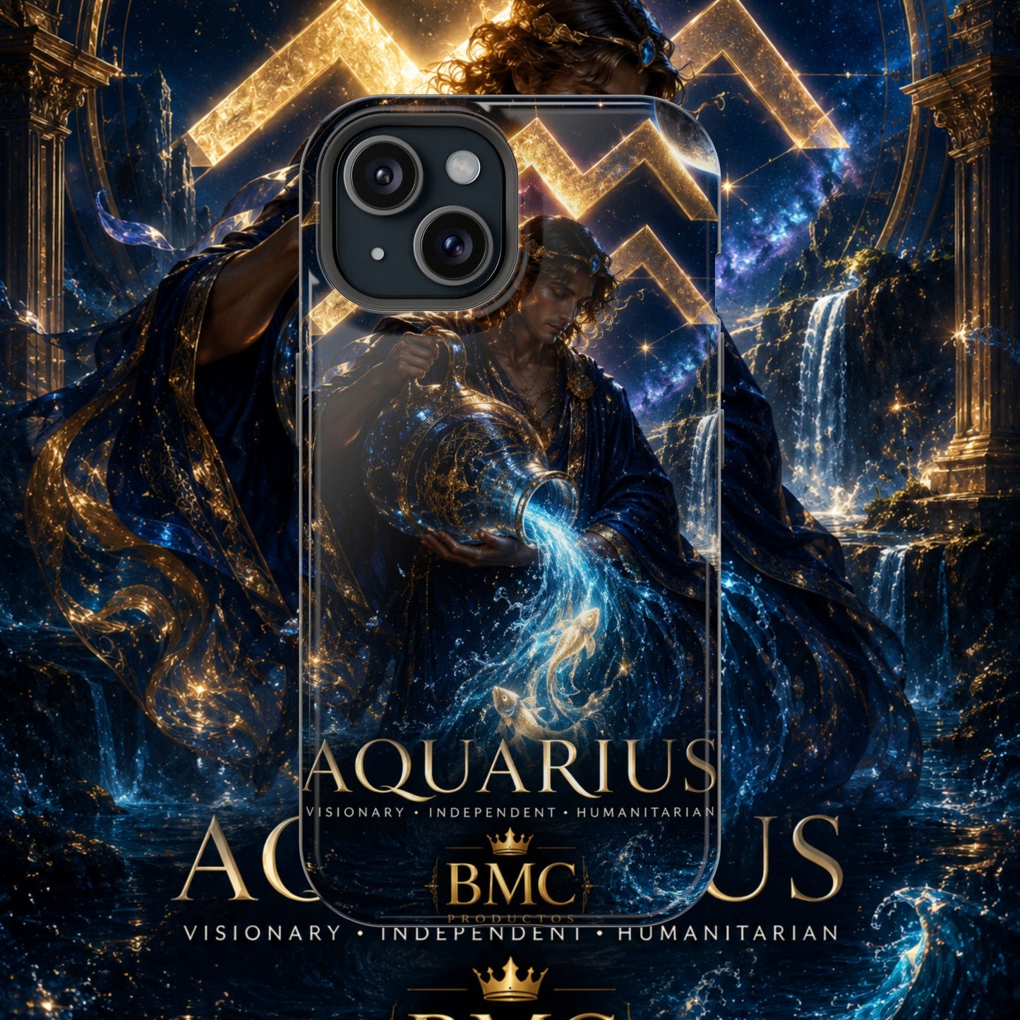 "Funda Magnética Reforzada♒ ACUARIO – El Visionario del Cielo y el Agua"