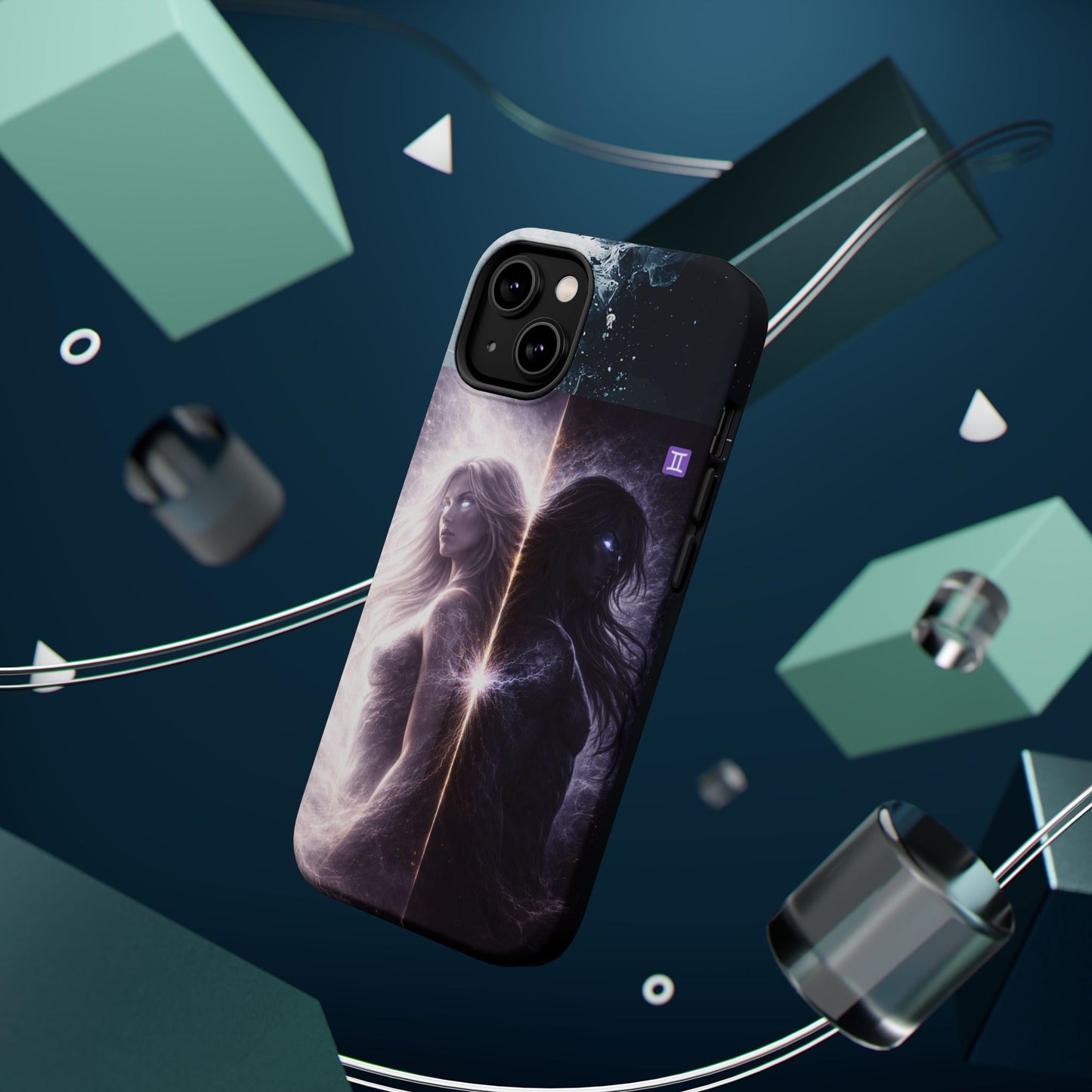 "Funda Magnética Reforzada♊ Géminis — Reflejo del alma dividida"